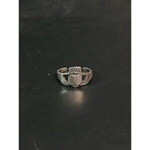 Sterling Silver 925 Irish Claddagh Cuff Ring Size 2